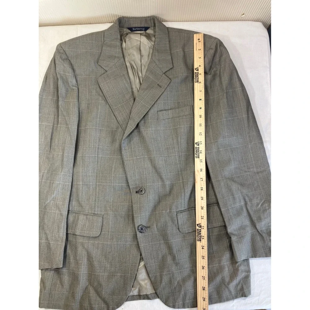 Burberrys Mens Sz-42R Gray Glen Plaid‎ 100% Pure Wool 2 Button Pleated Suit